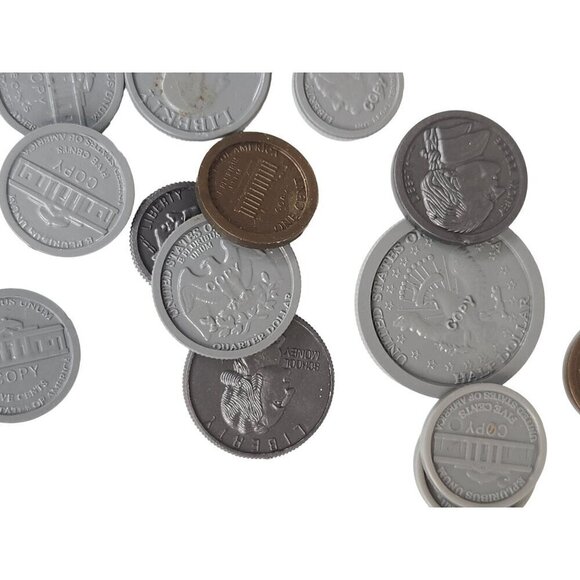 Assorted Play Money Coins Lot - Plastic & Metal Look Alike - Picture 16 of 16